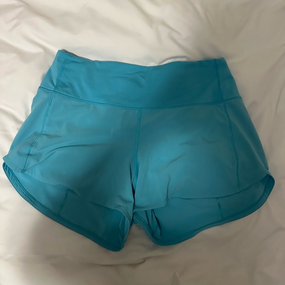 LULULEMON Speed Up HR Short 4” Lined Electric Turquoise size 8